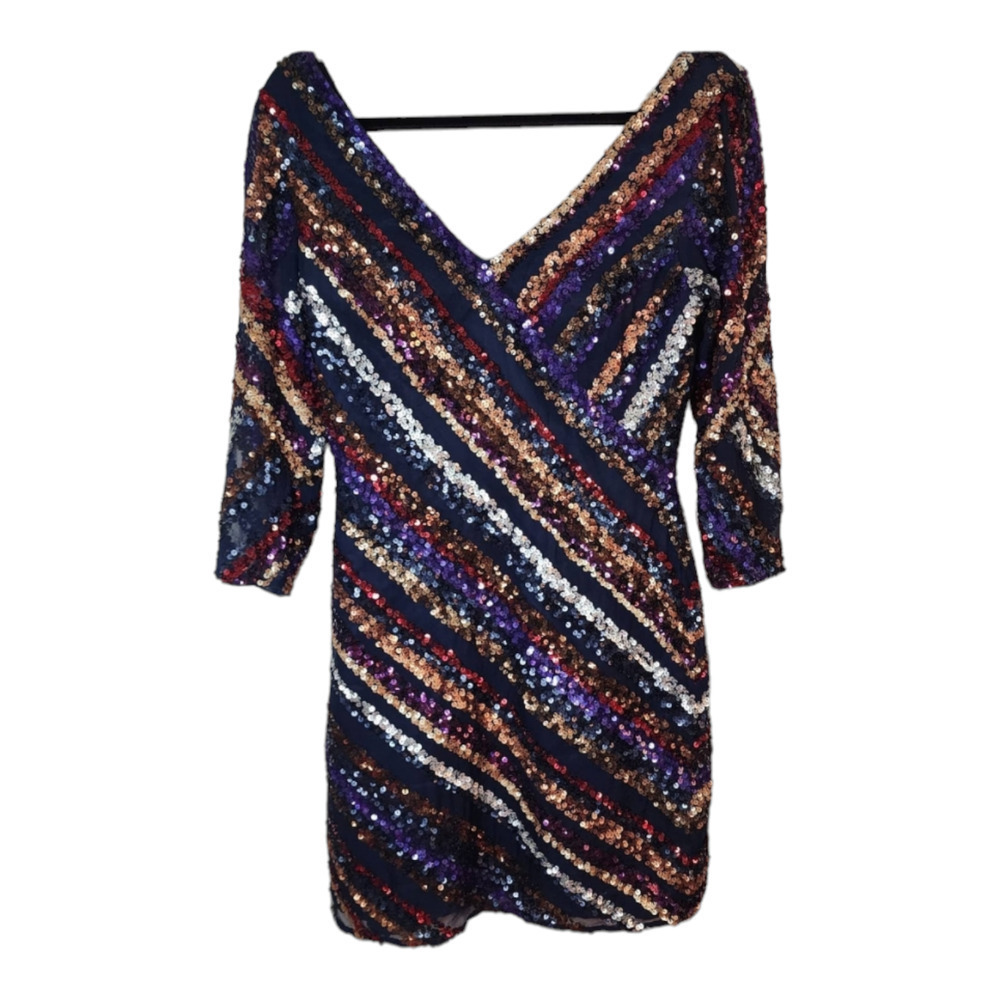 New SCALA silk navy blue with sequins Homecoming Cocktail Dress size 6